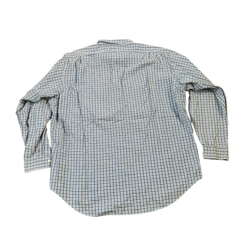 Vintage Polo Ralph Lauren Plaid Button Down Shirt Long Sleeve XL Blue‎ White